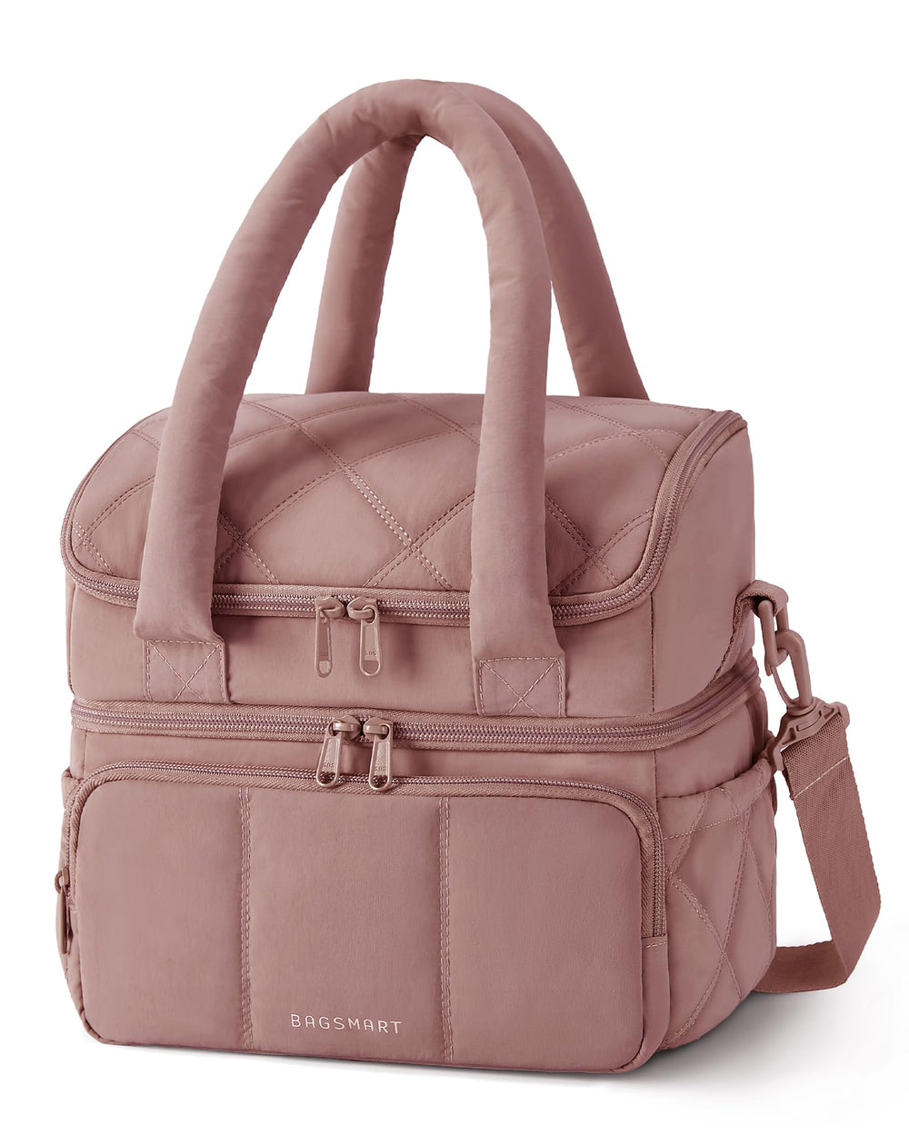 BAGSMART bolsa frontal Dark Pink mostrando diseño puffer y estilo