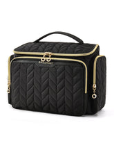 BAGSMART vista frontal del neceser negro con gran capacidad y fácil transporte