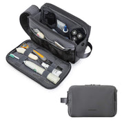 BAGSMART neceser frontal gris mostrando diseño compacto y cierre doble
