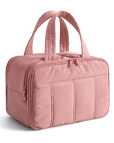 BAGSMART neceser frontal rosa oscuro con cierre, muestra capacidad y estilo