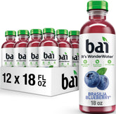 Bai Brasilia Blueberry front packaging showing bold label and color, promotes refreshing flavor