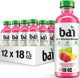 Bai front packaging showing raspberry lemon lime flavor and low calories benefit