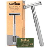 Bambaw maquinilla frontal plateada mostrando diseño duradero y elegante