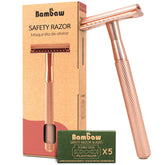 Bambaw maquinilla rosa dorado frente, diseño duradero y elegante