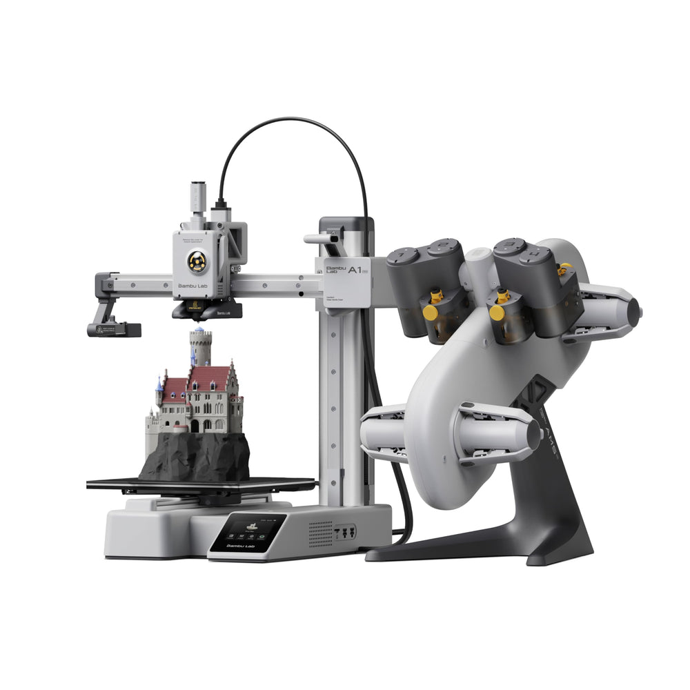 Bambu Lab A1 Mini front view showing compact build and fast printing benefits