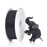 Bambu Lab spool front view showing black PLA and RFID for quick setup