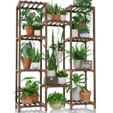 Bamworld front view tall plant stand showing multi-tier storage and neat display benefits