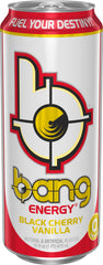 BANG bebida vertida con burbujas resaltando textura refrescante