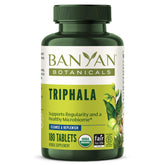 Banyan Botanicals front packaging showing organic Triphala and benefits