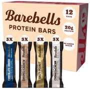 Barebells front packaging variety pack showing 12 bars and flavor mix benefit