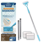 Baseboard Buddy vista frontal del producto mostrando diseño y accesorios, limpieza rápida