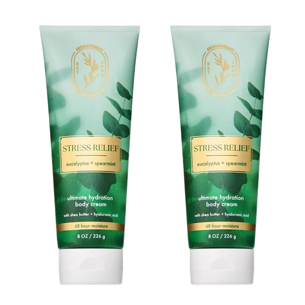 Bath & Body Works envase frontal de crema Eucalyptus Spearmint mostrando diseño y tamaño
