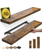 BAYKA front view of packaged shelf set showing rustic finish and contents