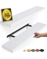 BAYKA front view of white floating shelves showing modern clean look and easy styling benefit