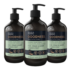 Baylis & Harding botella frontal 500ml Goodness con aroma Oud Cedar Amber y aspecto premium