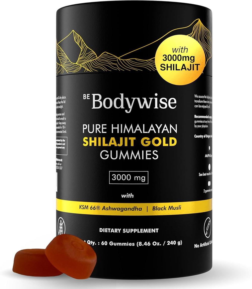 Be Bodywise envase frontal de gominolas shilajit y beneficios de pureza