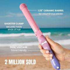 Beachwaver B1 rotation controls detail showing arrow buttons for easy one-touch curling