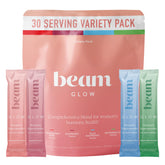 BEAM front packaging showing sachets and branding, clear benefit of convenient daily use