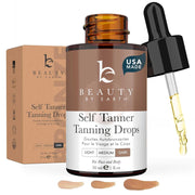 Beauty by Earth front packaging showing clean self tanning drops benefit of clear labeling