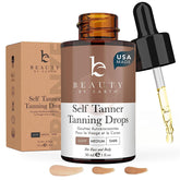 Beauty by Earth front packaging showing tanning drops for customizable glow