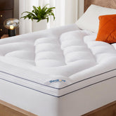 BEDLORE front view king topper showing plush surface and immediate comfort