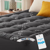 BEDLORE queen front view showing plush pillow top and neat finish for comfort