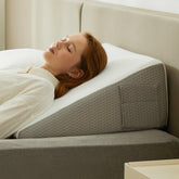 Bedluxe front view of white wedge pillow showing shape and support benefit
