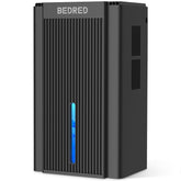 BEDRED dehumidifier front view showing compact design and sleek black finish for discreet placement