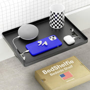BedShelfie CableCatch front view showing compact bedside storage and easy access