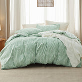 Bedsure edredón frontal Sage Green muestra color y diseño, aporta estilo inmediato