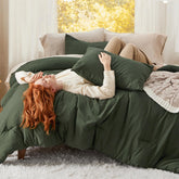 Bedsure edredón verde oscuro frente, suavidad inmediata y estilo elegante
