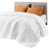 Bedsure full comforter front view showing neat finish and inviting loft