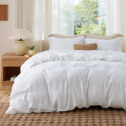 Bedsure vista frontal de la funda nórdica blanca con aspecto pulcro y elegante