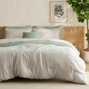 Bedsure queen comforter front view showing beige color and full coverage for a cozy bed