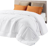 Bedsure queen front view showing full-size coverage and clean white finish