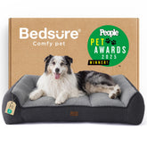 Bedsure front view of large XL bed showing plush sherpa and bolsters, cozy comfort