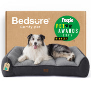 Bedsure front view of large XL bed showing plush sherpa and bolsters, cozy comfort