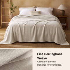 Bedsure primer plano del tejido herringbone que destaca tacto suave