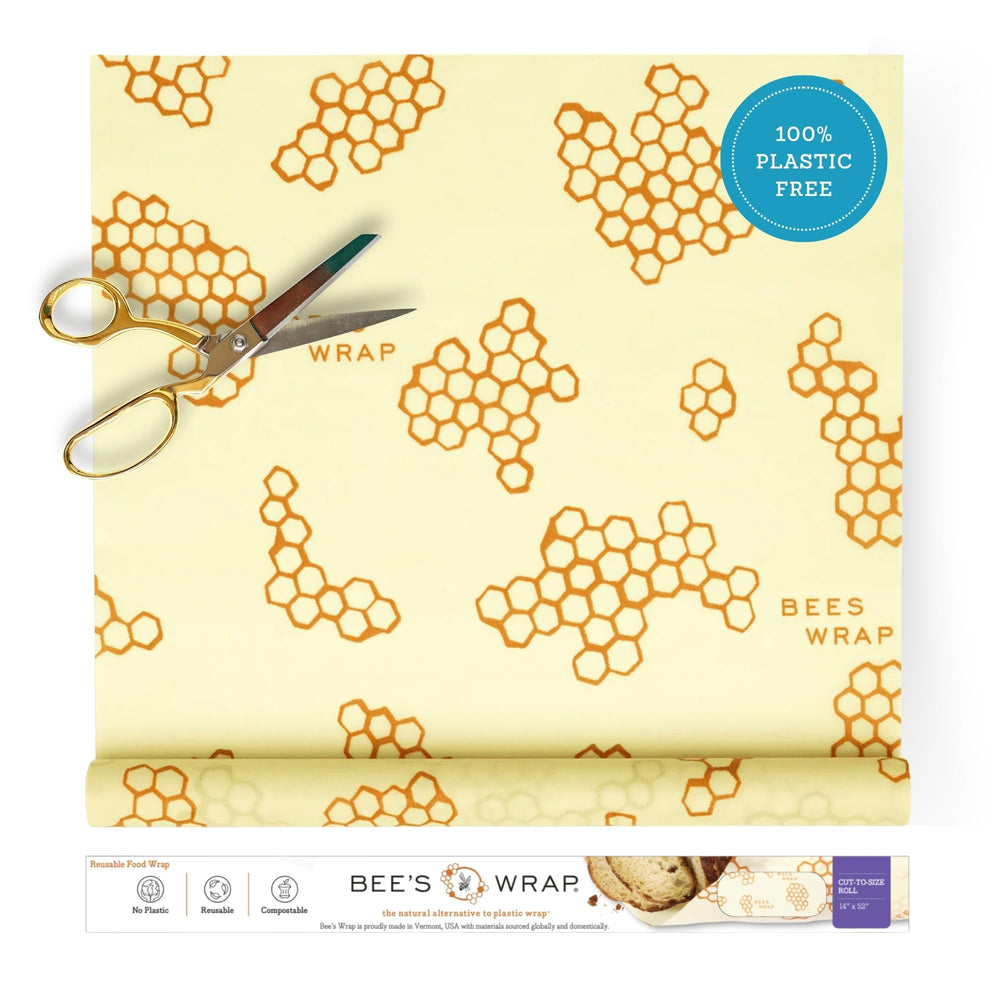 Bee's Wrap vista frontal del rollo Honeycomb, práctica y reutilizable