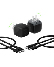 Belkin compact 45W charger front view showing ports and foldable plug for travel convenience