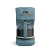 BELLA front view of coffee maker showing carafe and design for countertop convenience