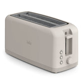 BELLA slim toaster front view showing clean Oatmilk finish and compact footprint