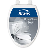 Bemis front view of elongated seat showing clean white finish benefit