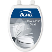 Bemis front view of elongated seat showing clean white finish benefit
