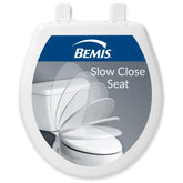 Bemis front view white seat showing sleek surface and quiet benefit