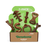 Benebone front packaging showing seven medium bones and benefit of durable play