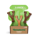 Benebone wishbone front packaging showing three medium bones and benefit of durability