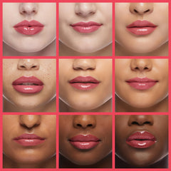 Benefit tinte aplicado en labios mostrando color duradero y acabado