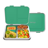 Bentgo front view showing three-compartment lid and durable design benefit