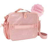Bentgo front view of petal pink glitter lunch bag showing playful style and protection